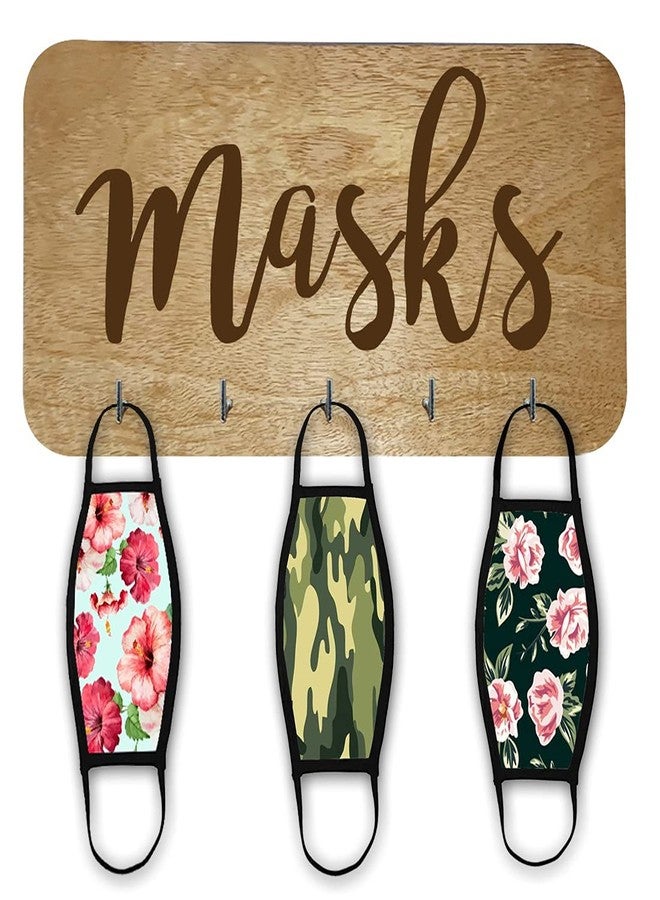 Nutcase Solid Wood Face Mask Holder For Wall Masks Organizer for Home Office Entrance - Made in India - Image 1